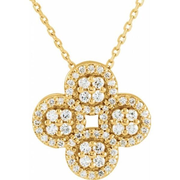 14K White 1/2 CTW Natural Diamond Clover 18" Necklace