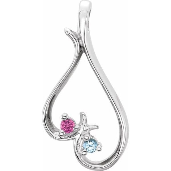 10K White 2-Stone Family Heart Slide Pendant Mounting