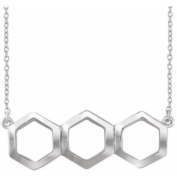 14K White Geometric 16-18" Necklace