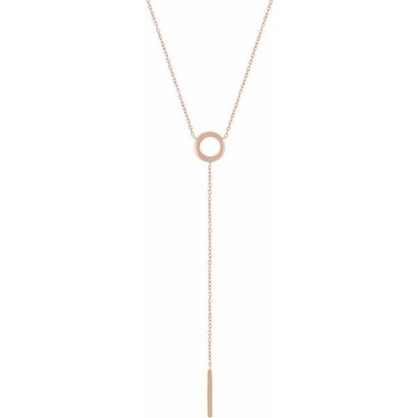 14K Yellow Circle & Bar 16-18"  Y Necklace