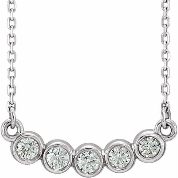 14K Yellow 2.5 mm Round Five-Stone Bezel-Set Necklace Center