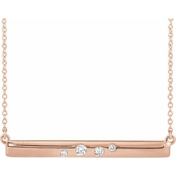14K White 1/10 CTW Natural Diamond Bar 16-18" Necklace
