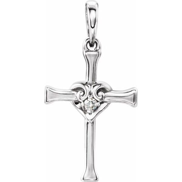 14K Yellow 1.6 mm Round Heart & Cross Pendant Mounting