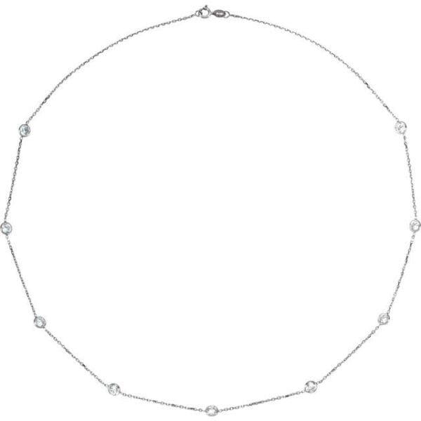 14K Yellow 4 mm Round Imitation White Cubic Zirconia 9-Station 18" Necklace