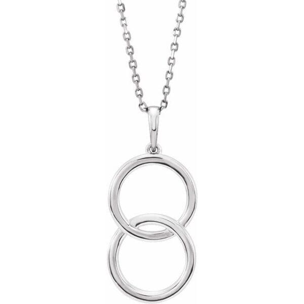 14K White Interlocking Circle Pendant