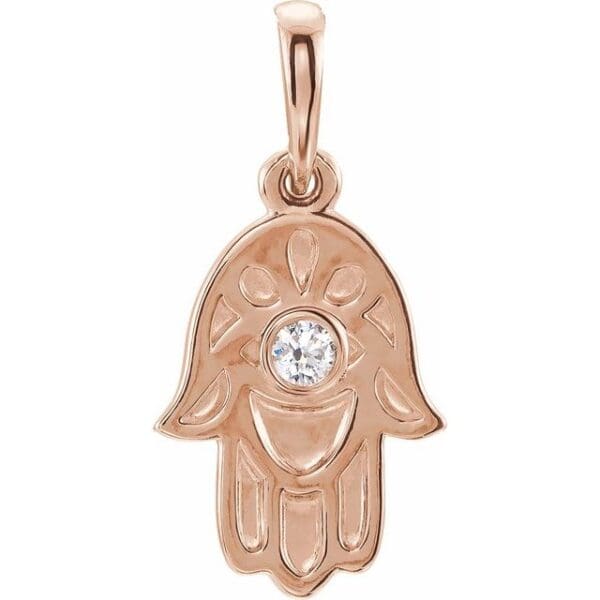 14K White .03 CTW Natural Diamond Hamsa 16-18" Necklace