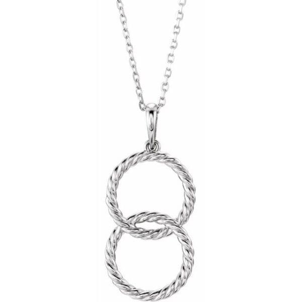 14K White Interlocking Circle 16-18" Necklace