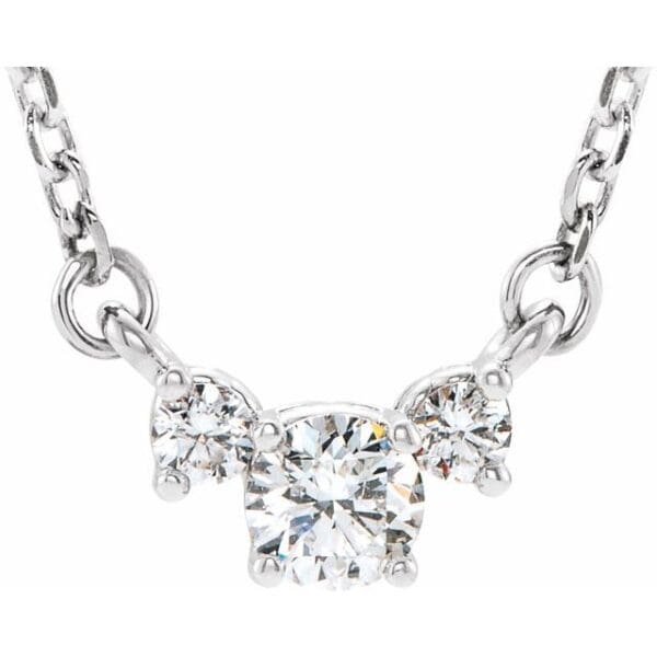14K White 3.9 mm Round Accented 16-18" Necklace Mounting