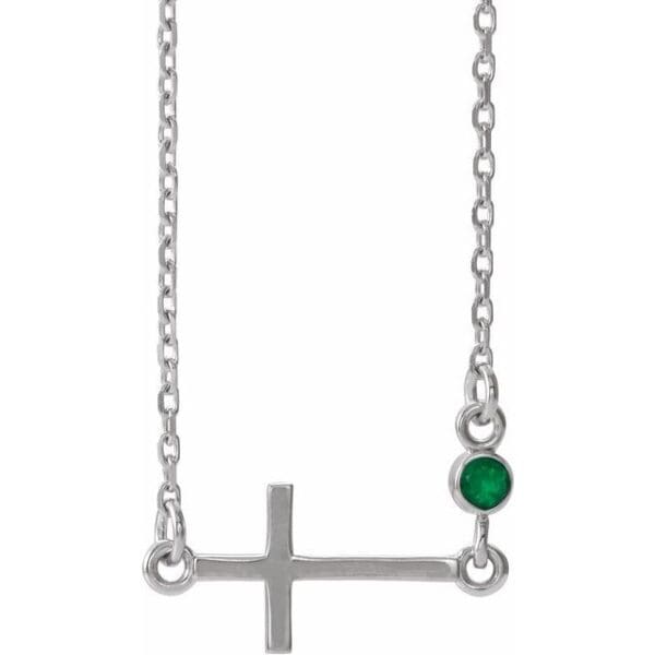 14K White 2 mm Round Sideways Cross 16-18" Necklace Mounting