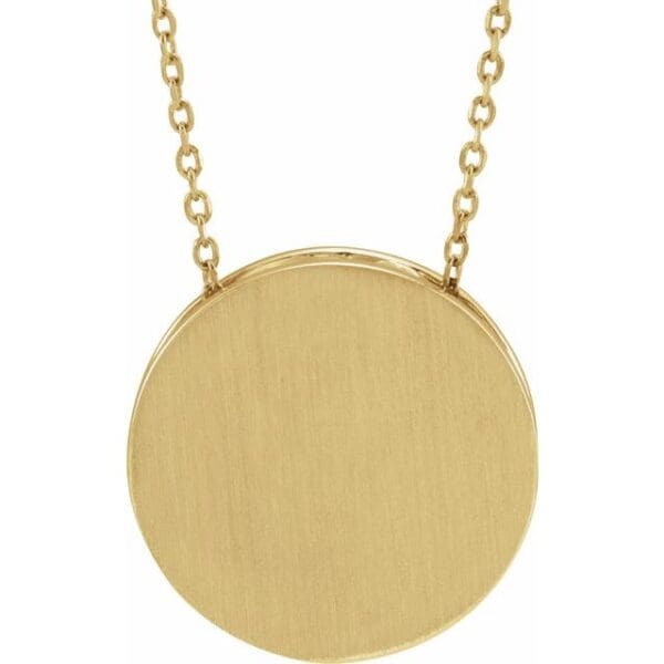 14K Yellow Engravable Disc Pendant