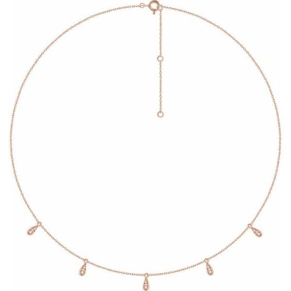 14K Yellow 1/10 CTW Natural Diamond 5-Station 16-18" Necklace