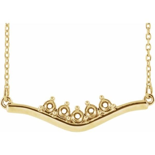 14K White 1-Stone Bar Family 16-18" Necklace Mounting