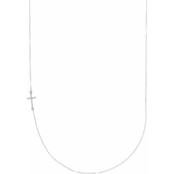 Sterling Silver Off-Center Sideways Cross 16" Necklace Mounting