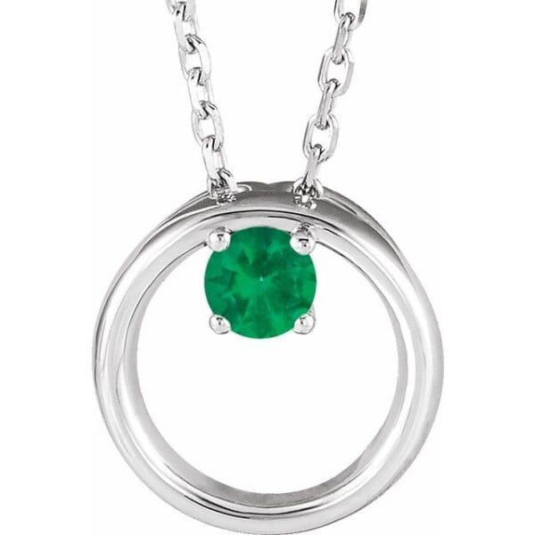 14K White Solitaire Circle 16-18" Necklace Mounting