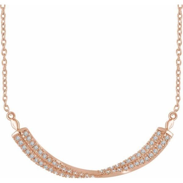 14K Yellow 1/4 CTW Natural Diamond Twisted Bar 16-18" Necklace