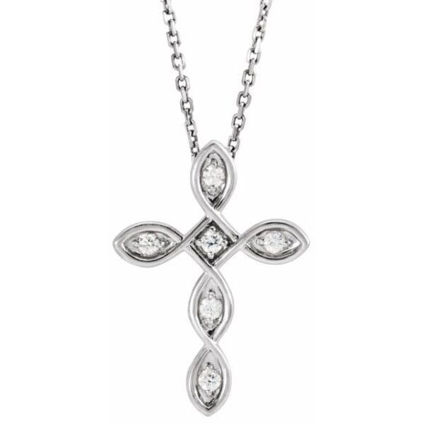 14K White 1.5 mm Round Cross Pendant Mounting