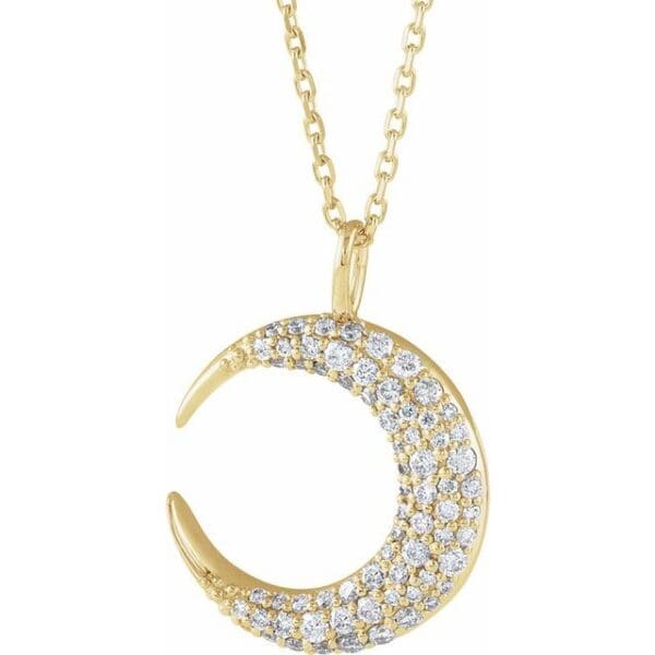 14K White 1/3 CTW Natural Diamond Crescent Moon 16-18" Necklace