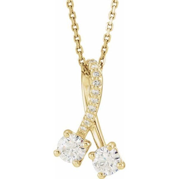 14K White Two-Stone Freeform Pendant Mounting