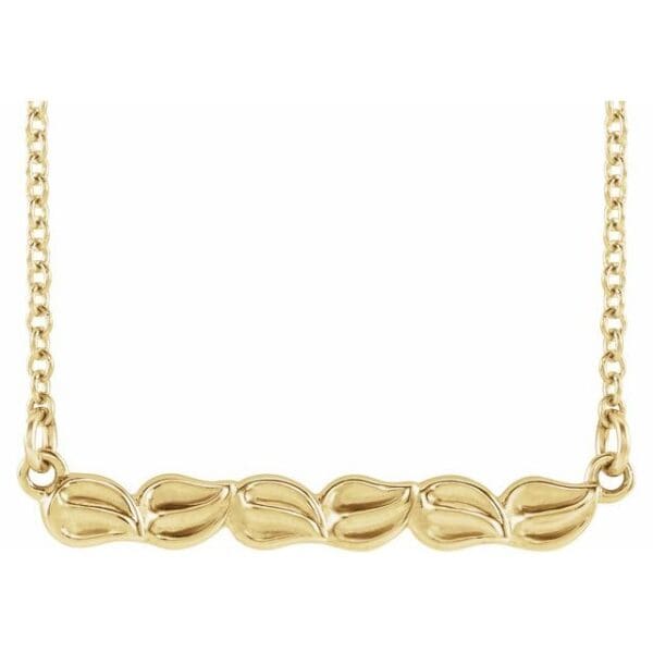 14K Yellow Leaf Bar 16-18" Necklace