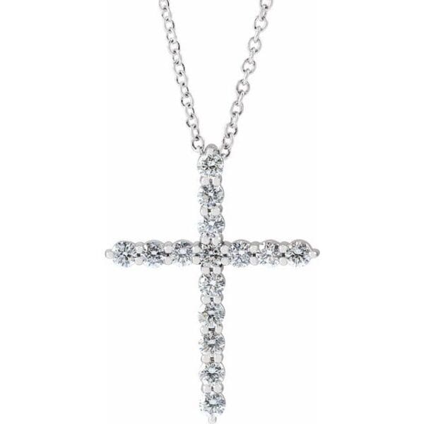 14K White 1.8 mm Round Accented Cross Pendant Mounting