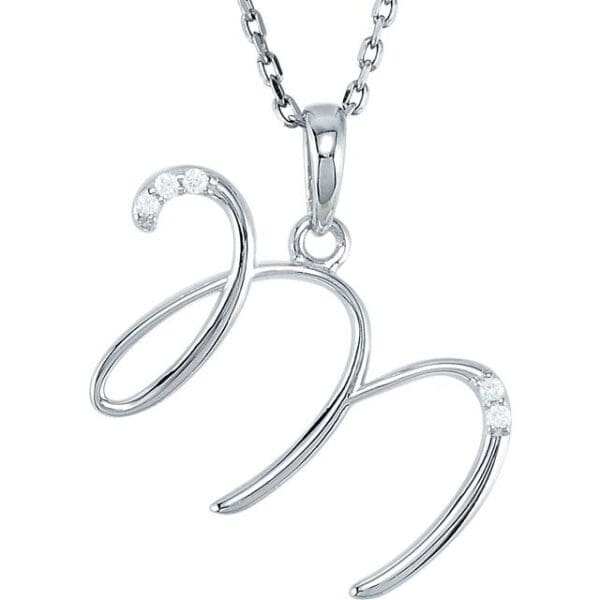 14K Yellow .025 CTW Natural Diamond Initial H Pendant