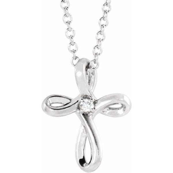 14K White 1.5 mm Round Cross Pendant Mounting