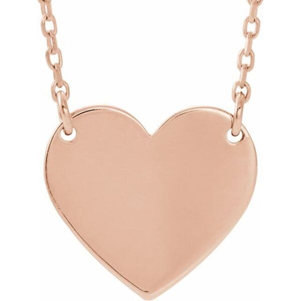 14K White Engravable Heart 16-18" Necklace