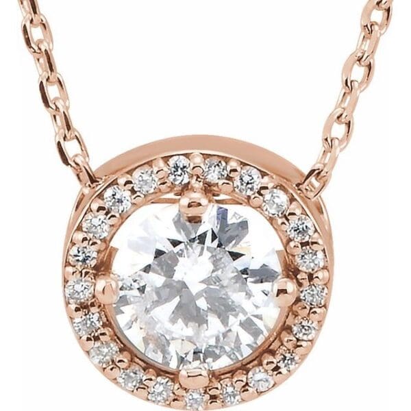 14K White 5 mm Forever One™ Colorless Lab-Grown Moissanite & .05 CTW Natural Diamond 16-18" Necklace