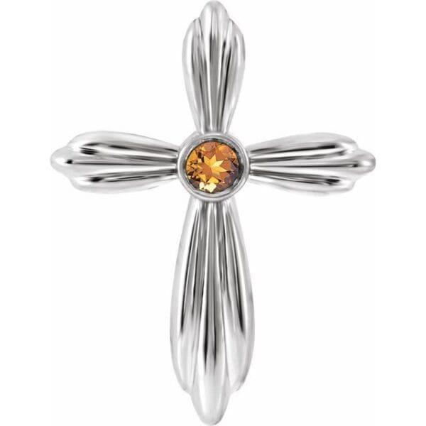 14K White 2.5 mm Round Bezel-Set Cross Pendant Mounting
