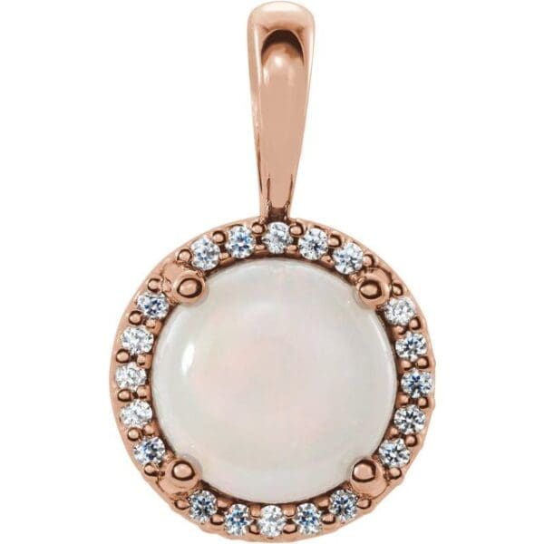 14K Yellow 7 mm Round 4-Prong Halo-Style Cabochon Pendant Mounting