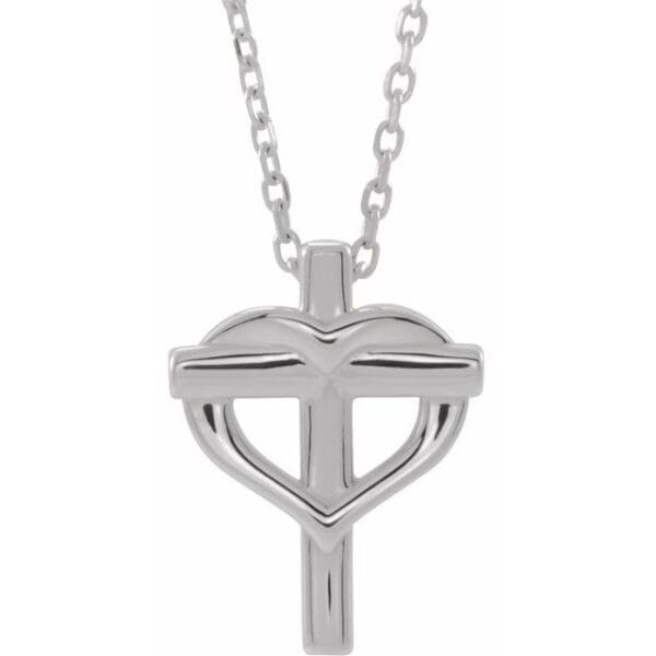 14K Yellow Youth Cross with Heart Pendant
