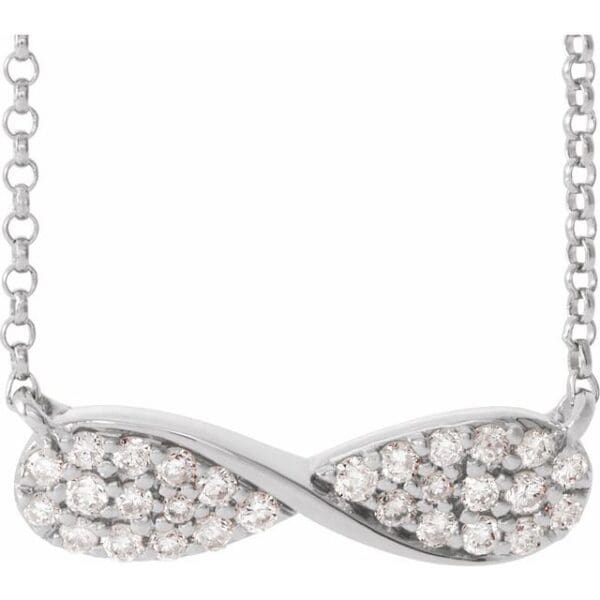 14K White 1/6 CTW Natural Diamond Infinity-Inspired 15-17" Necklace