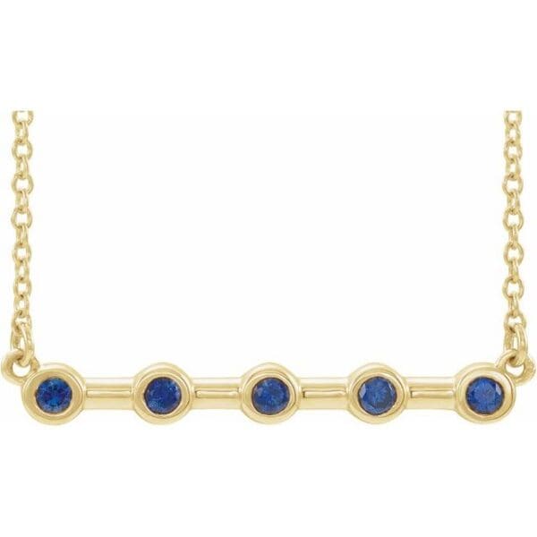 14K Yellow 2 mm Round Bezel-Set Bar Necklace Center