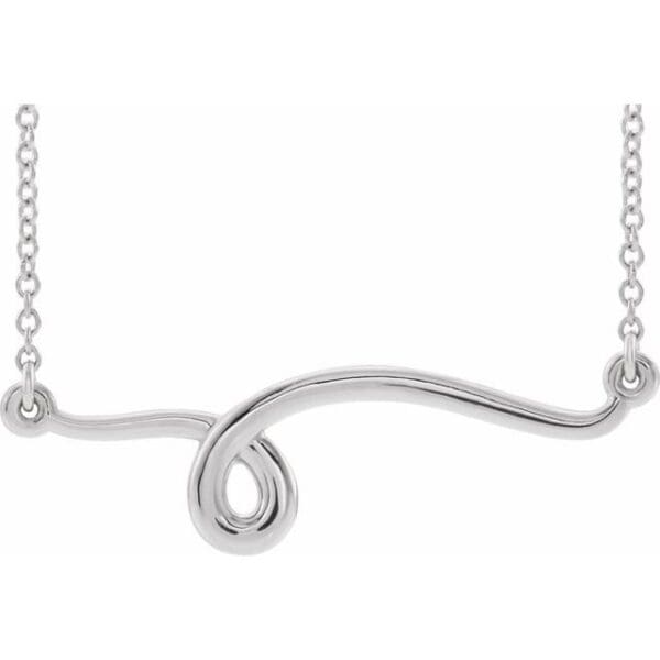 14K White 28.6x8 mm Freeform Bar 18" Neckalce