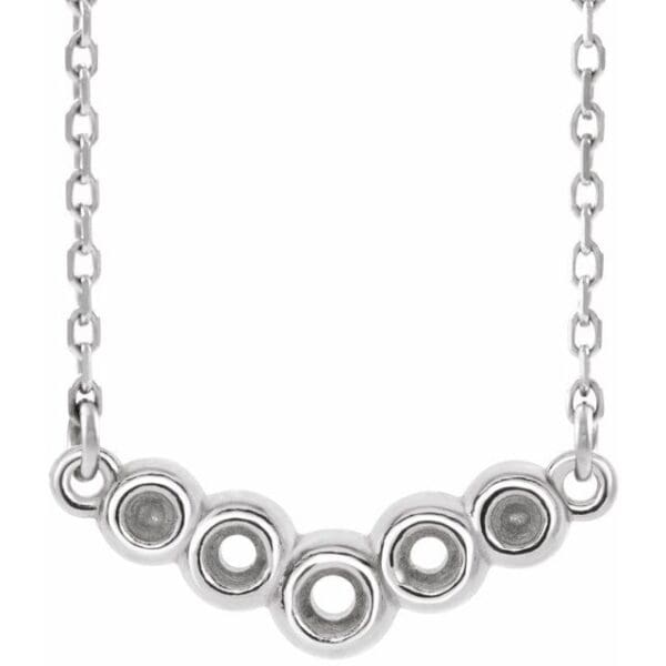 14K White  Bezel-Set "V" 16" Necklace Mounting