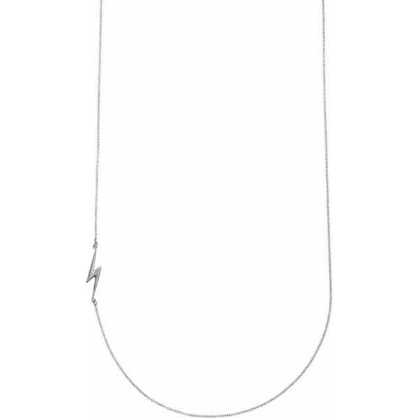 14K White 23.3x6.2 mm Lightning Bolt Necklace Center