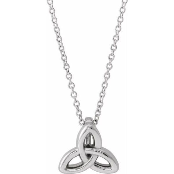 14K White Celtic-Inspired Trinity Pendant