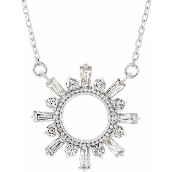 14K White 3/8 CTW Natural Diamond Circle 18" Necklace
