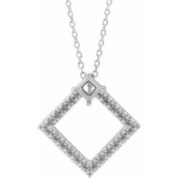 14K White Accented Geometric Necklace 16-18" Mounting