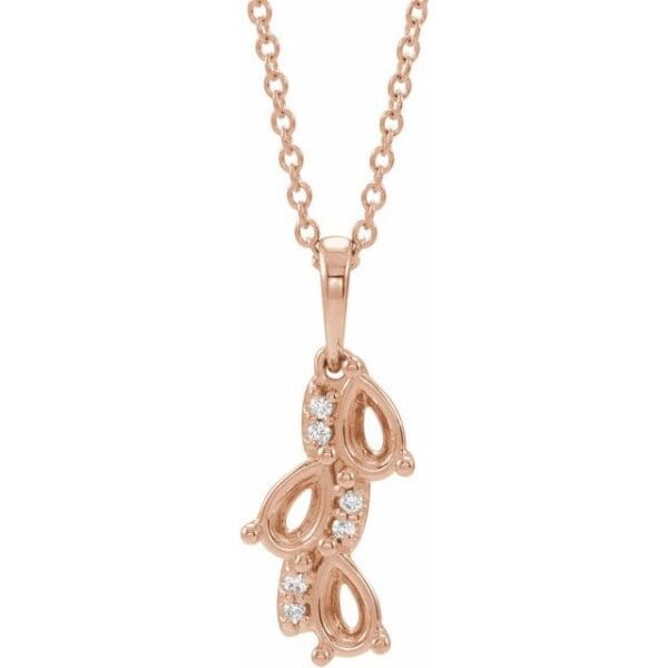 14K White 2-Stone .02 CTW Natural Diamond Semi-Set Family Pendant