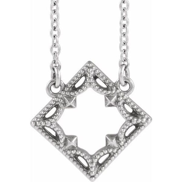 Sterling Silver Vintage-Inspired Geometric Necklace Center
