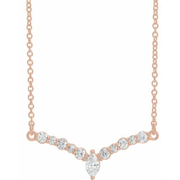 14K Yellow 1/3 CTW Natural Diamond 18" "V" Necklace