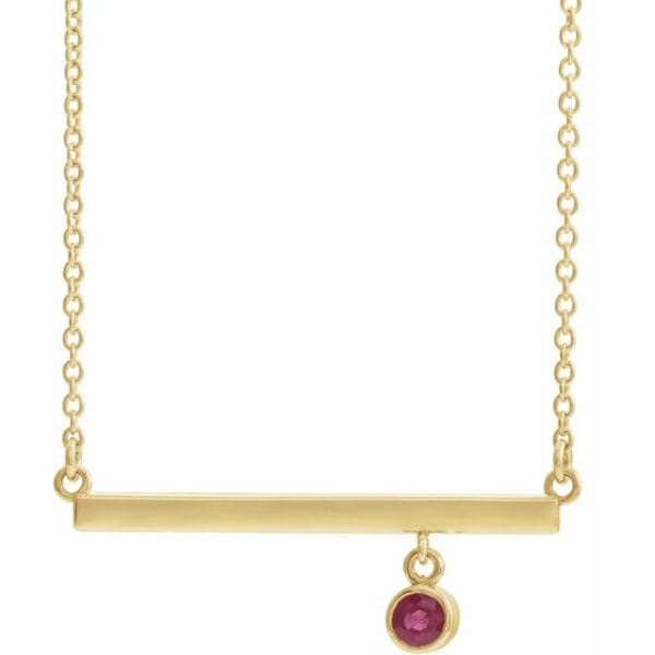 14K White 3 mm Round Bezel-Set 16" Bar Necklace Mounting