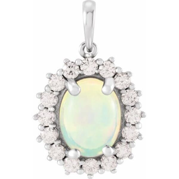 Sterling Silver 8x6 mm Oval Halo-Style Cabochon Pendant Mounting