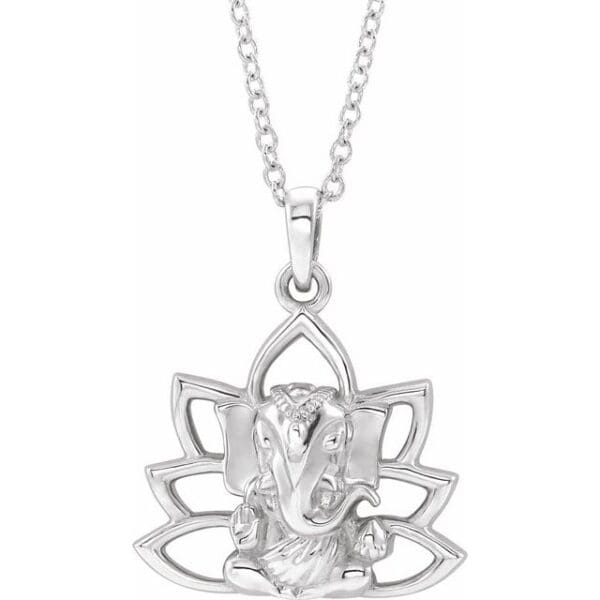 Sterling Silver 19.3x15.7 mm Ganesha Pendant