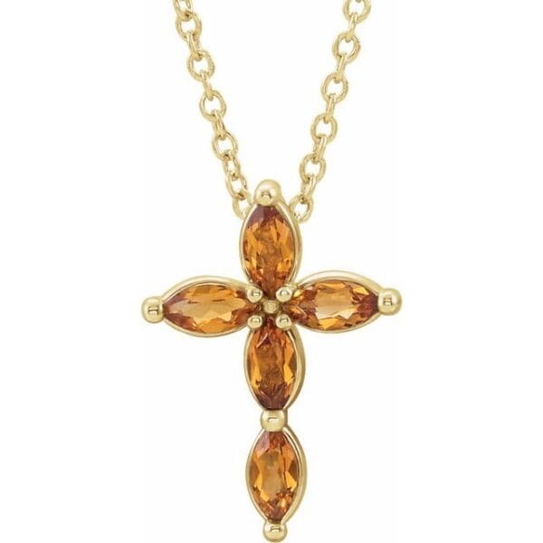 14K White 4x2 mm Marquise Cross Pendant Mounting