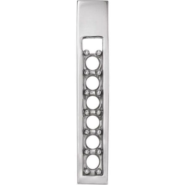 14K White 4-Stone Family Bar Slide Pendant Mounting