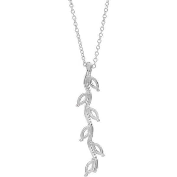 14K White 1-Stone Family Scattered Bar Pendant Mounting