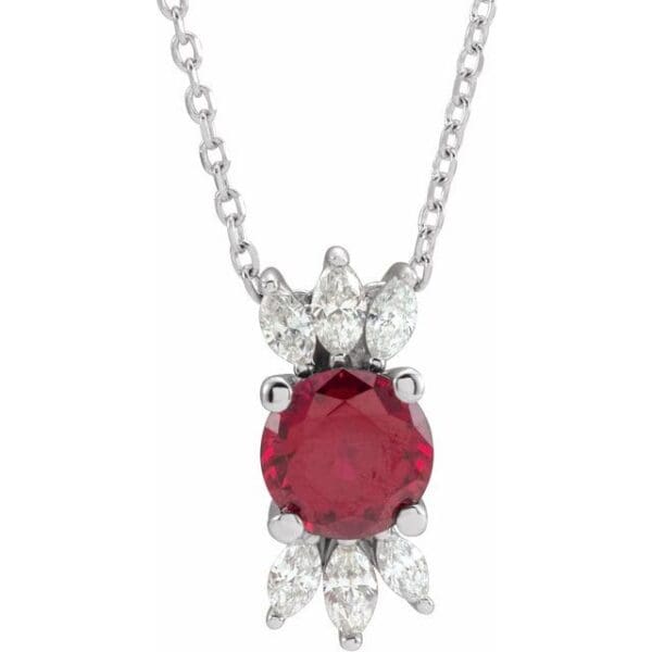 14K White 6 mm Round Accented 16-18" Necklace Mounting