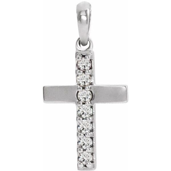 14K White Natural Multi-Gemstone Cross 16-18" Necklace
